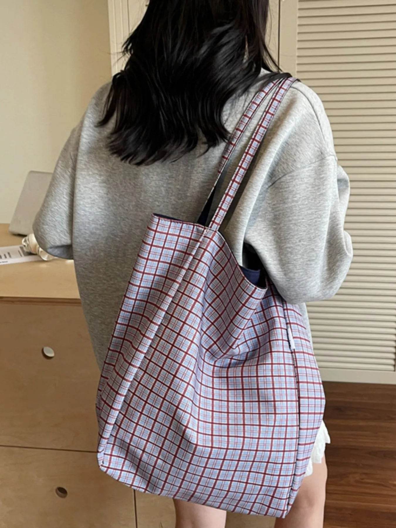 Plaid Pattern Tote Bag - Tredona LLC