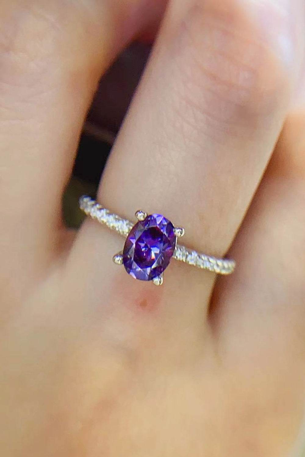 1 Carat Purple Moissanite 4-Prong Ring - Tredona LLC