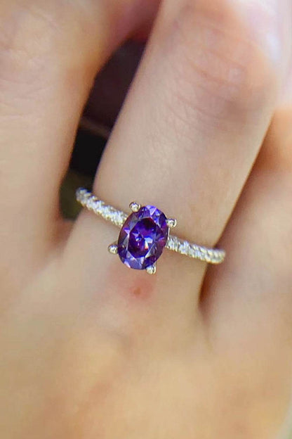 1 Carat Purple Moissanite 4-Prong Ring - Tredona LLC