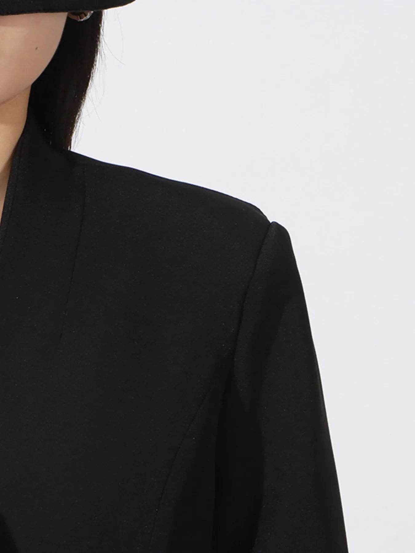 Flower Button Front Long Sleeve Blazer - Tredona LLC
