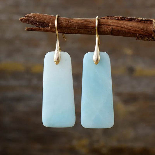 Natural Stone Geometric Shape Earrings - Tredona LLC