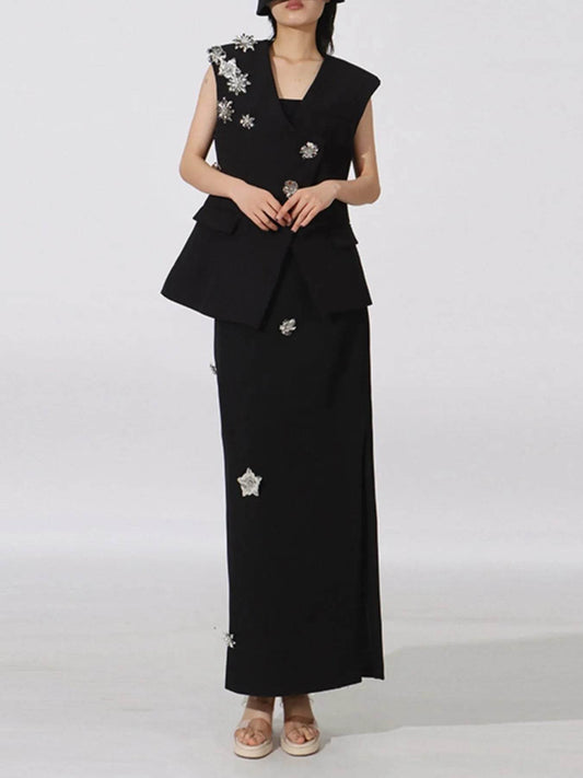 Flower Sleeveless Vest and Skirt Set - Tredona LLC