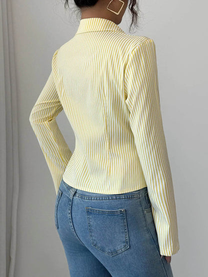 Striped Button-Up Long Sleeve Shirt - Tredona LLC