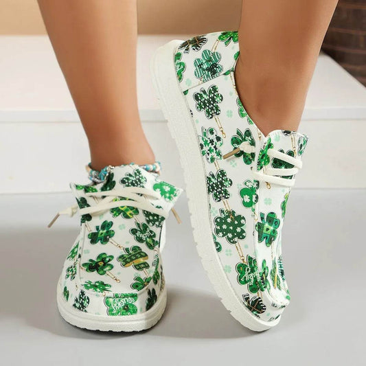 Lucky Clover Print Canvas Sneakers - Tredona LLC