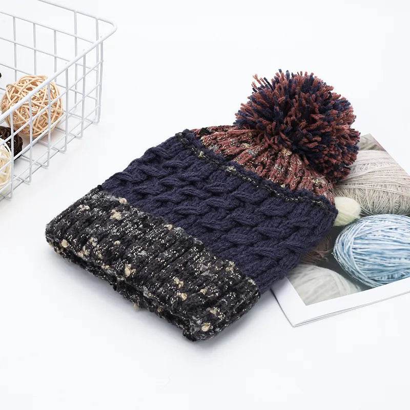 Contrast Thermal Hat with Pompom - Tredona LLC