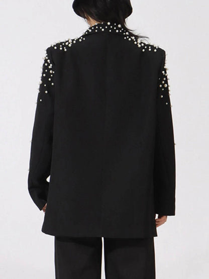 Pearl Embellished Double-Breasted Blazer - Tredona LLC