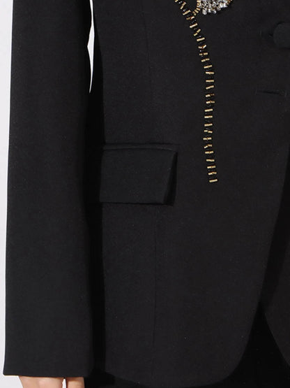 Flower Button Front Long Sleeve Blazer - Tredona LLC