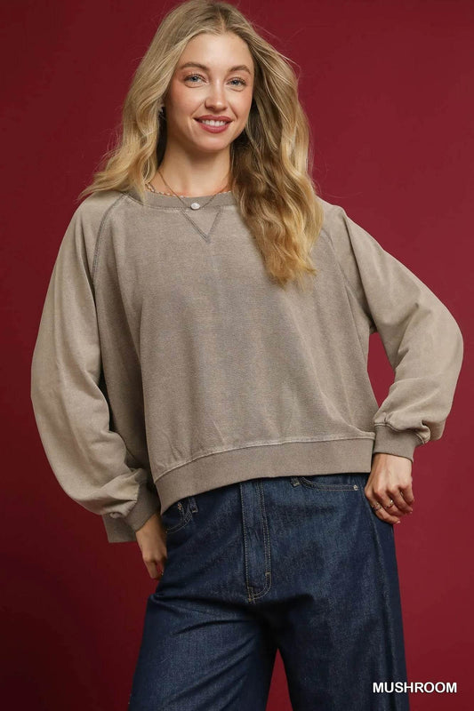 Umgee Mineral Wash French Terry Sweatshirt - Tredona LLC