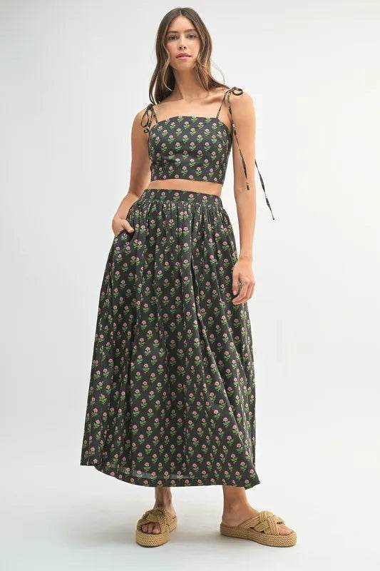 MABLE Floral Crop Top and Skirt Set - Tredona LLC