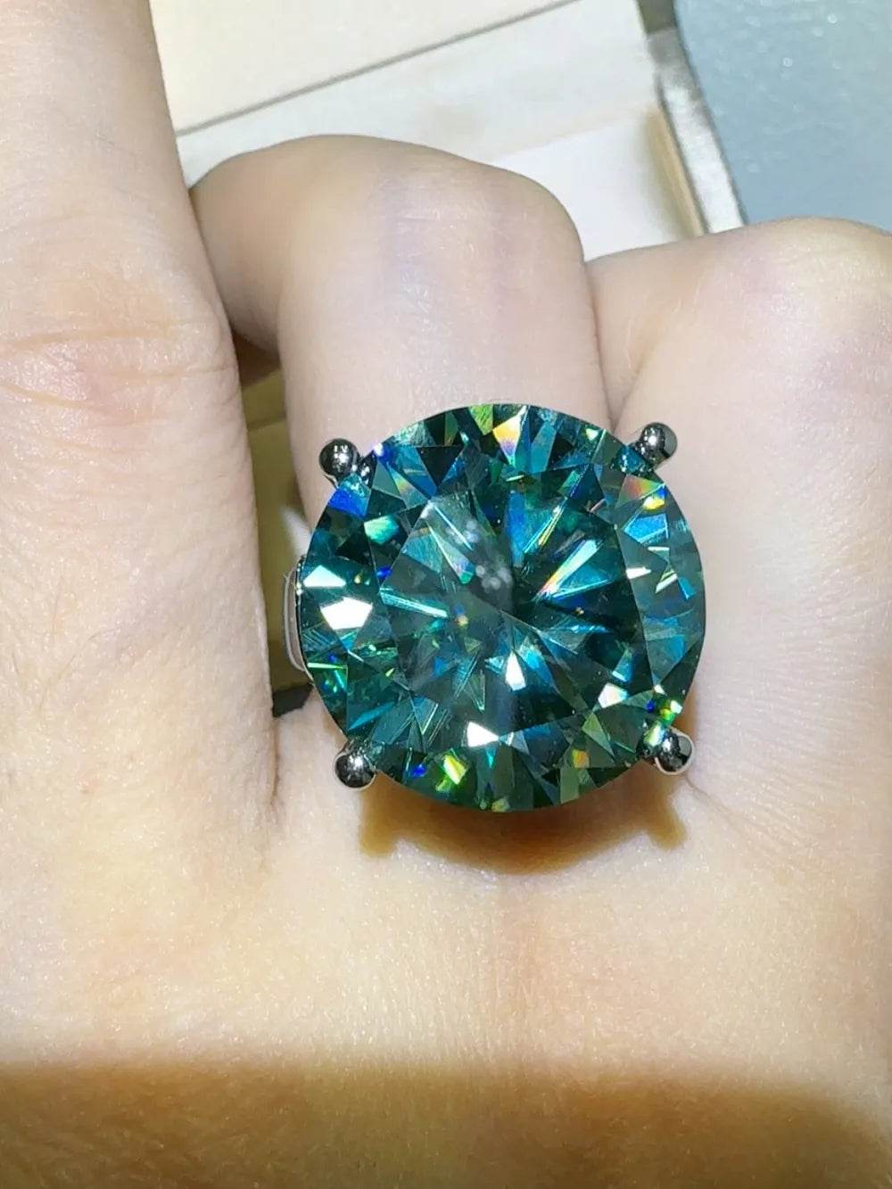 20 Carat Moissanite 925 Sterling Silver Ring - Tredona LLC