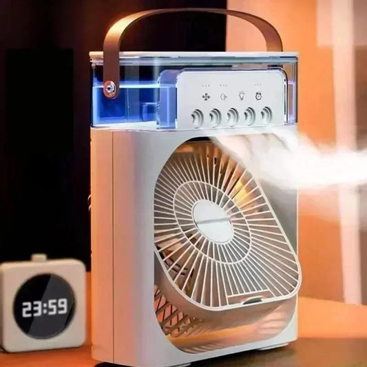 Summer Cooling Fan 3 In 1 Portable Desktop Humidifier USB Mini Air Conditioners Night Light Water Mist For Home, Office
