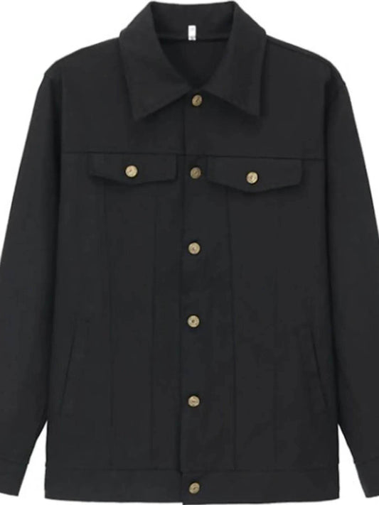Men's Full Size Button Up Long Sleeve Jacket Plus Size - Tredona LLC
