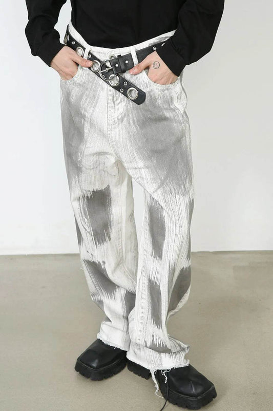 Men's Contrast Loose Jeans - Tredona LLC