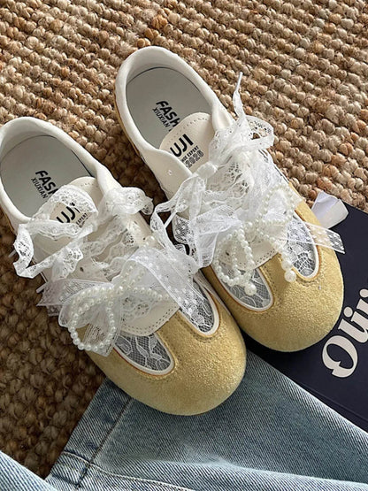 Vintage Lace Ribbon Sneakers - Tredona LLC