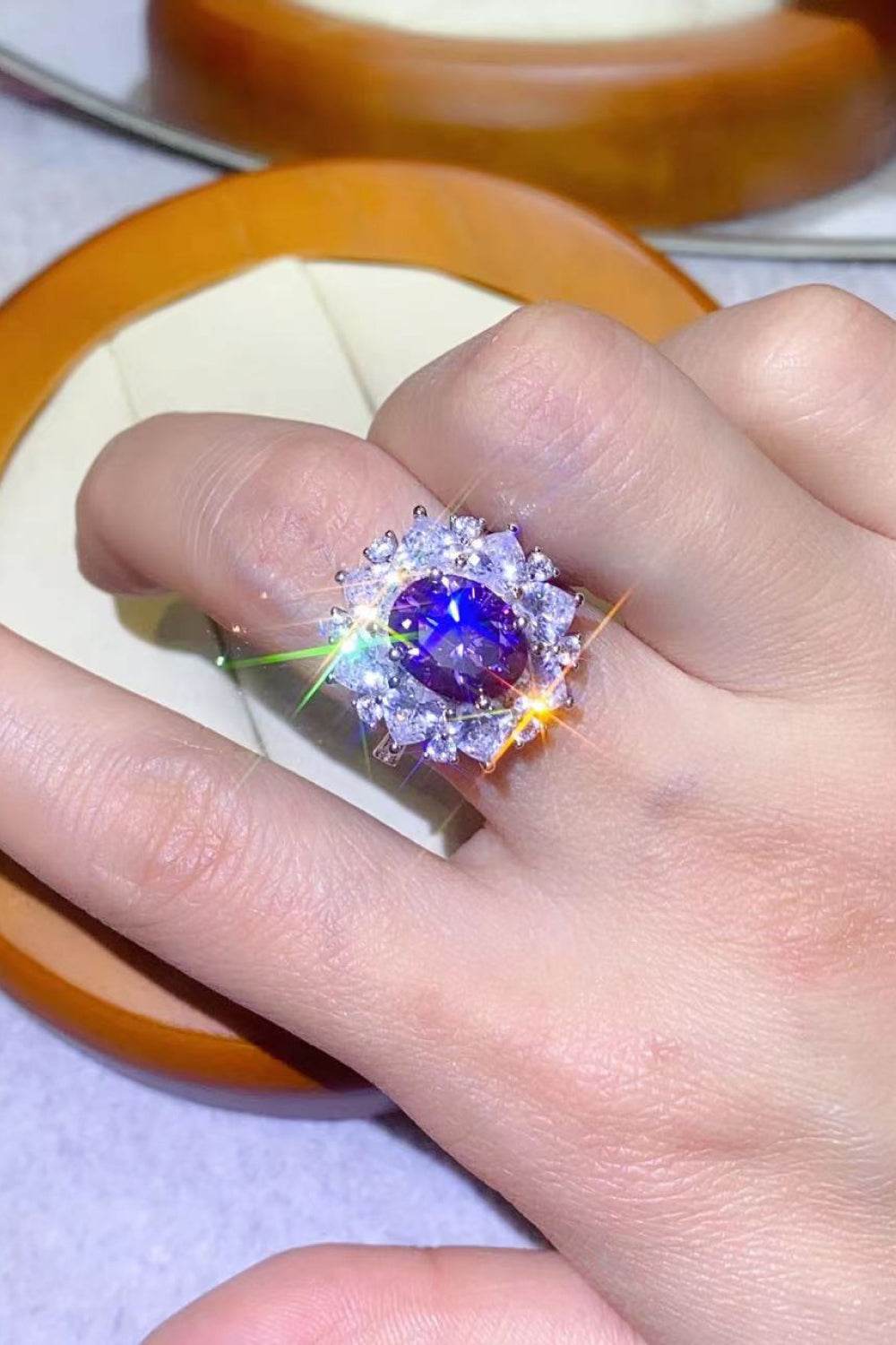 3 Carat Moissanite Platinum-Plated Ring - Tredona LLC
