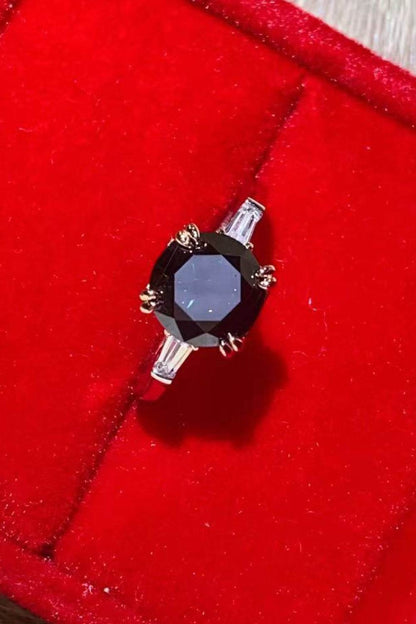 2 Carat Black Moissanite Platinum-Plated Ring - Tredona LLC