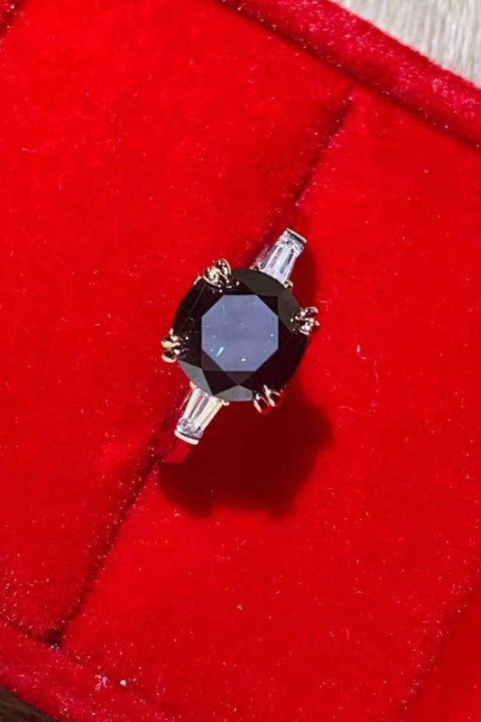 2 Carat Black Moissanite Platinum-Plated Ring - Tredona LLC
