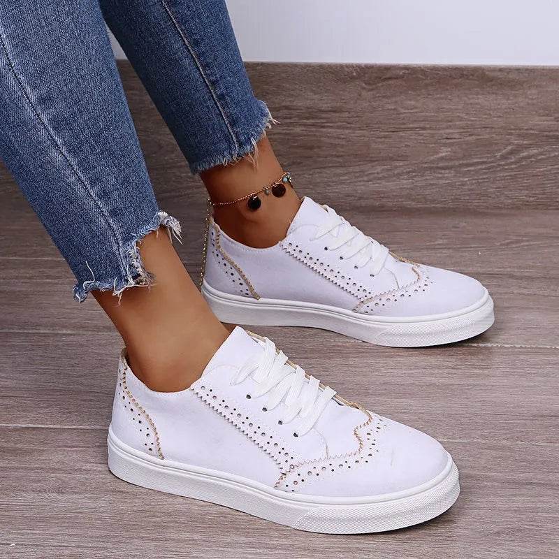 Lace-Up Suedette Flat Sneakers - Tredona LLC