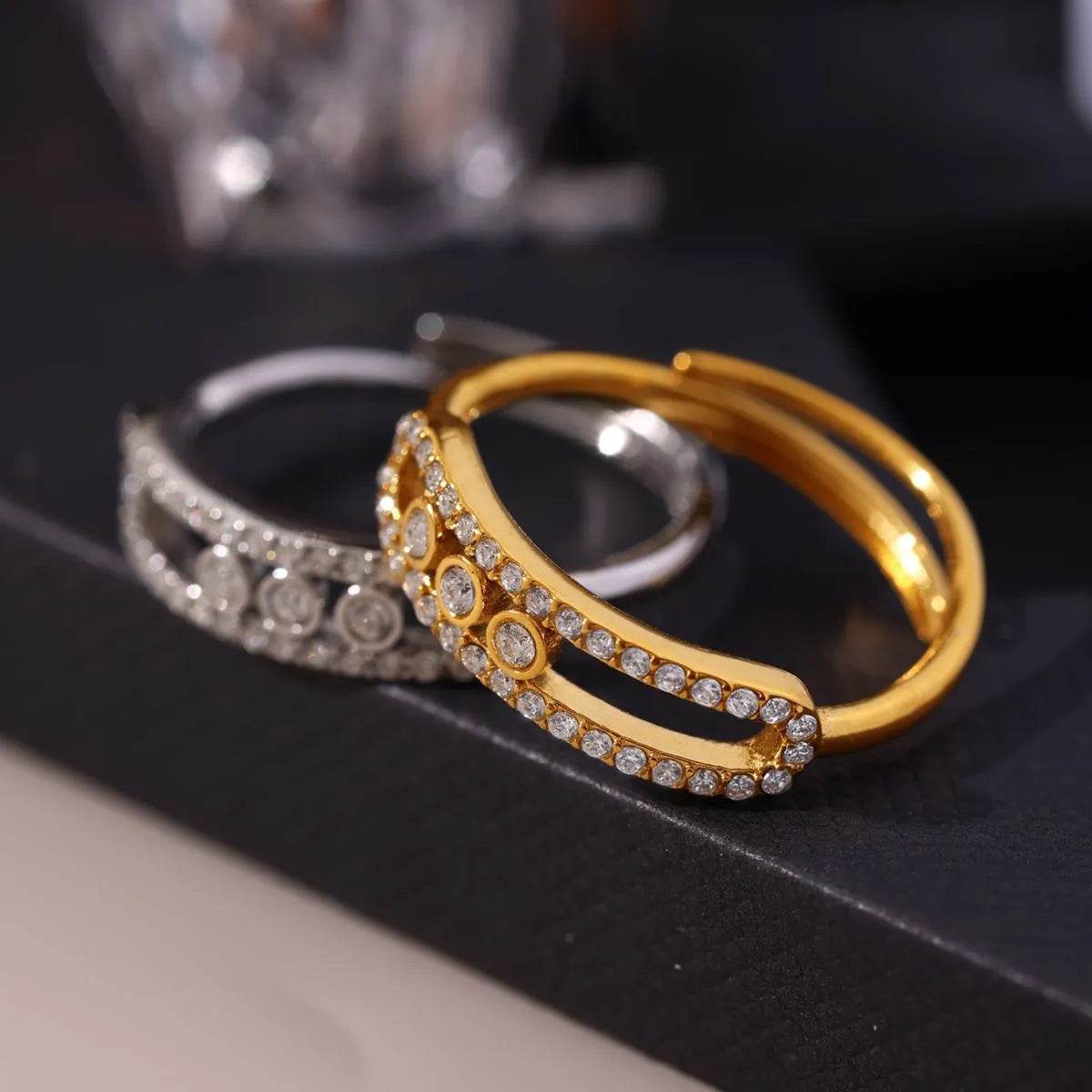 Moving Crystal Bar Necklace and Ring Jewelry Set - Tredona LLC