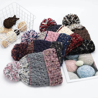Contrast Thermal Hat with Pompom - Tredona LLC