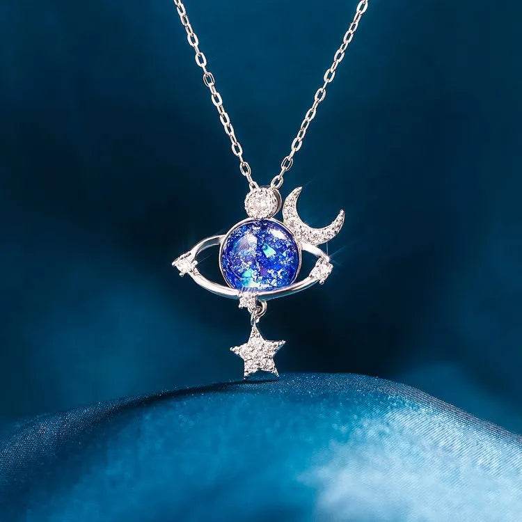 Starry Sky Inlaid Zircon Moon Star Necklace - Tredona LLC