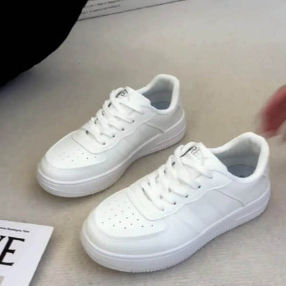 Lace-Up Round Toe Platform Sneakers - Tredona LLC