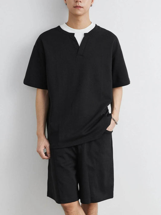 Men's Plus Size Half Sleeve Top and Shorts Set - Tredona LLC
