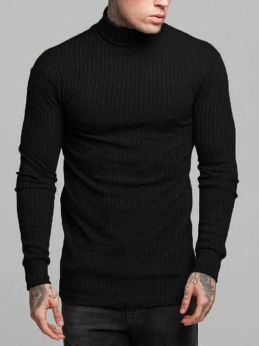 Men's Ribbed Turtleneck Long Sleeve Sweater - Tredona LLC