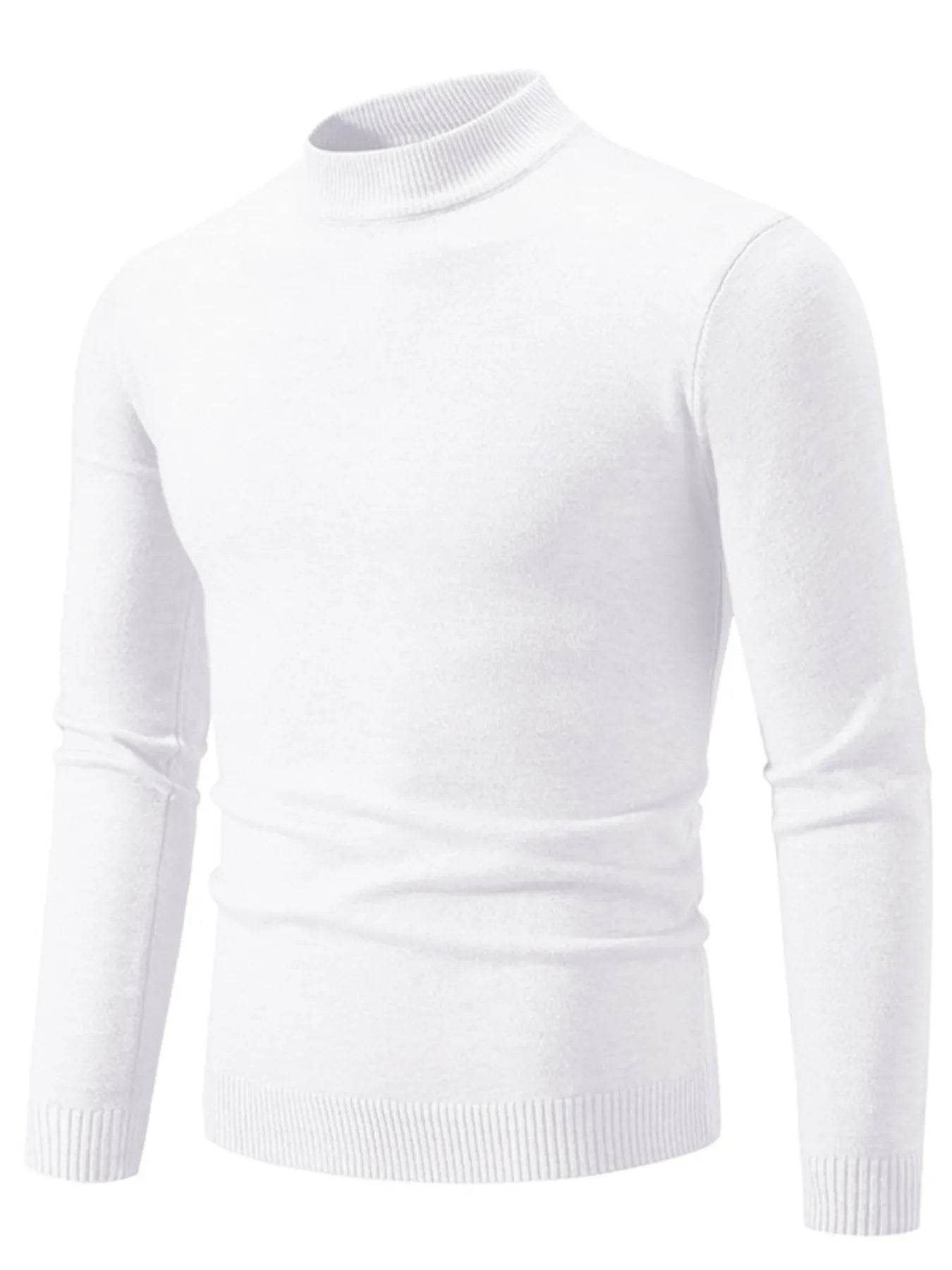Men's Plus Size Ribbed Hem Mock Neck Long Sleeve Sweater - Tredona LLC