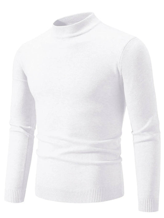 Men's Plus Size Ribbed Hem Mock Neck Long Sleeve Sweater - Tredona LLC