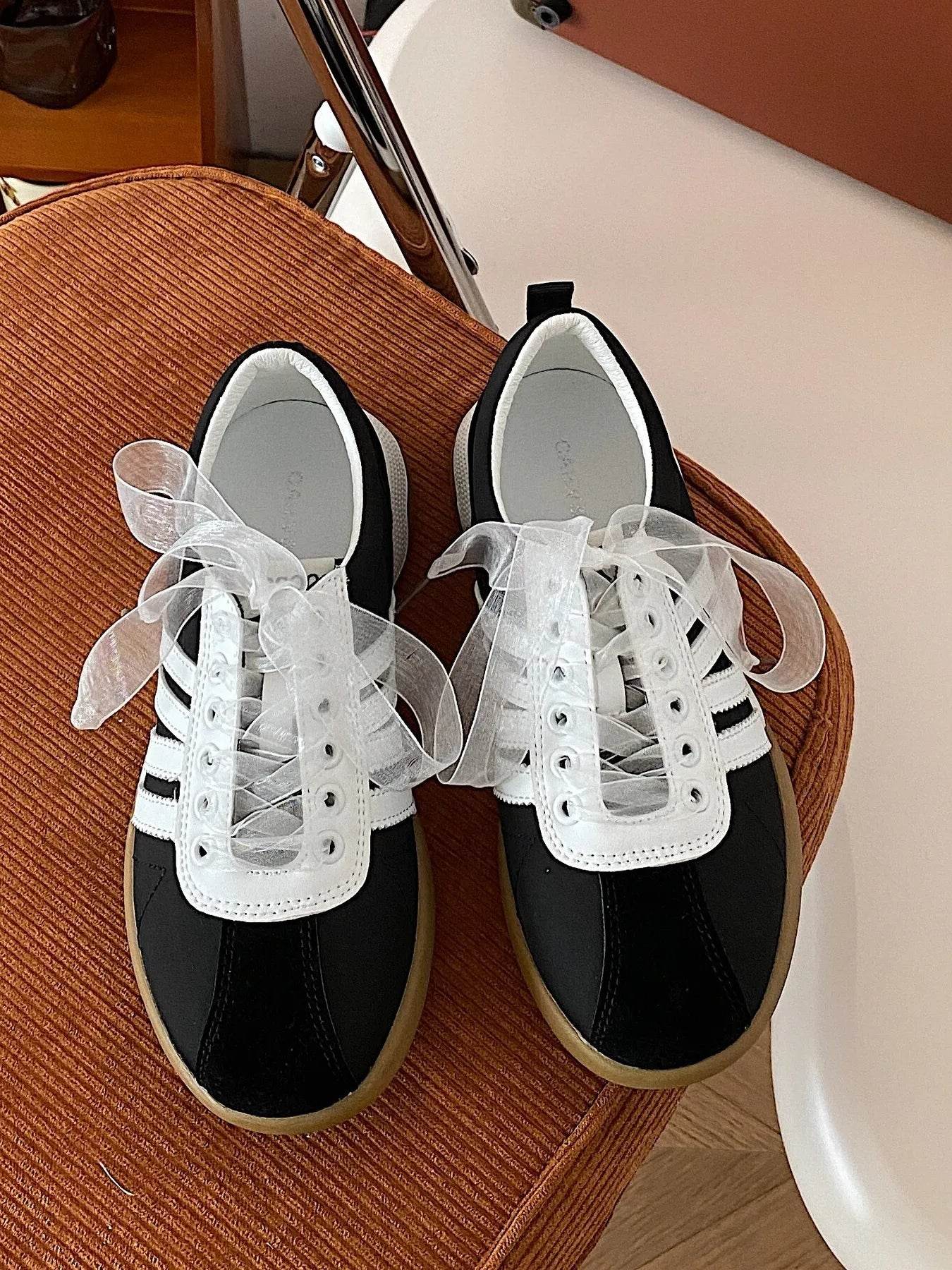 Striped Lace Up Sneakers - Tredona LLC