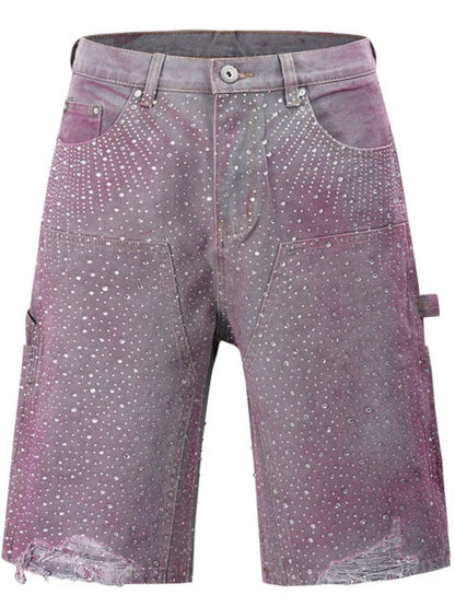 Men's Rhinestone Shorts with Pockets - Tredona LLC