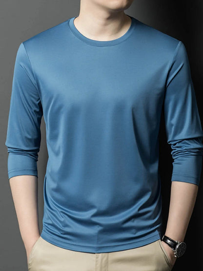 Men's Plus Size Round Neck Long Sleeve T-Shirt - Tredona LLC
