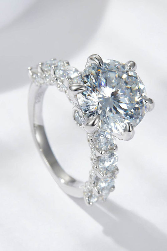 3-Carat Moissanite Platinum-Plated Side Stone Ring - Tredona LLC