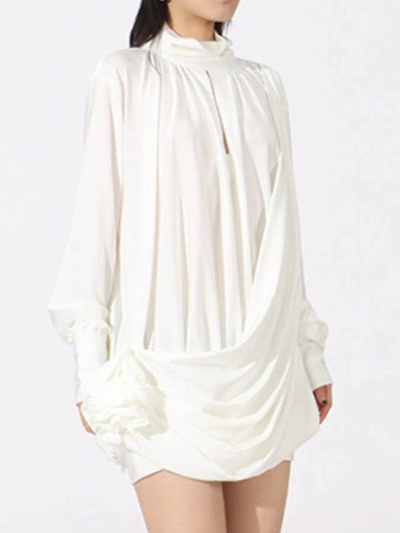 Ruched Long Sleeve Mini Dress - Tredona LLC