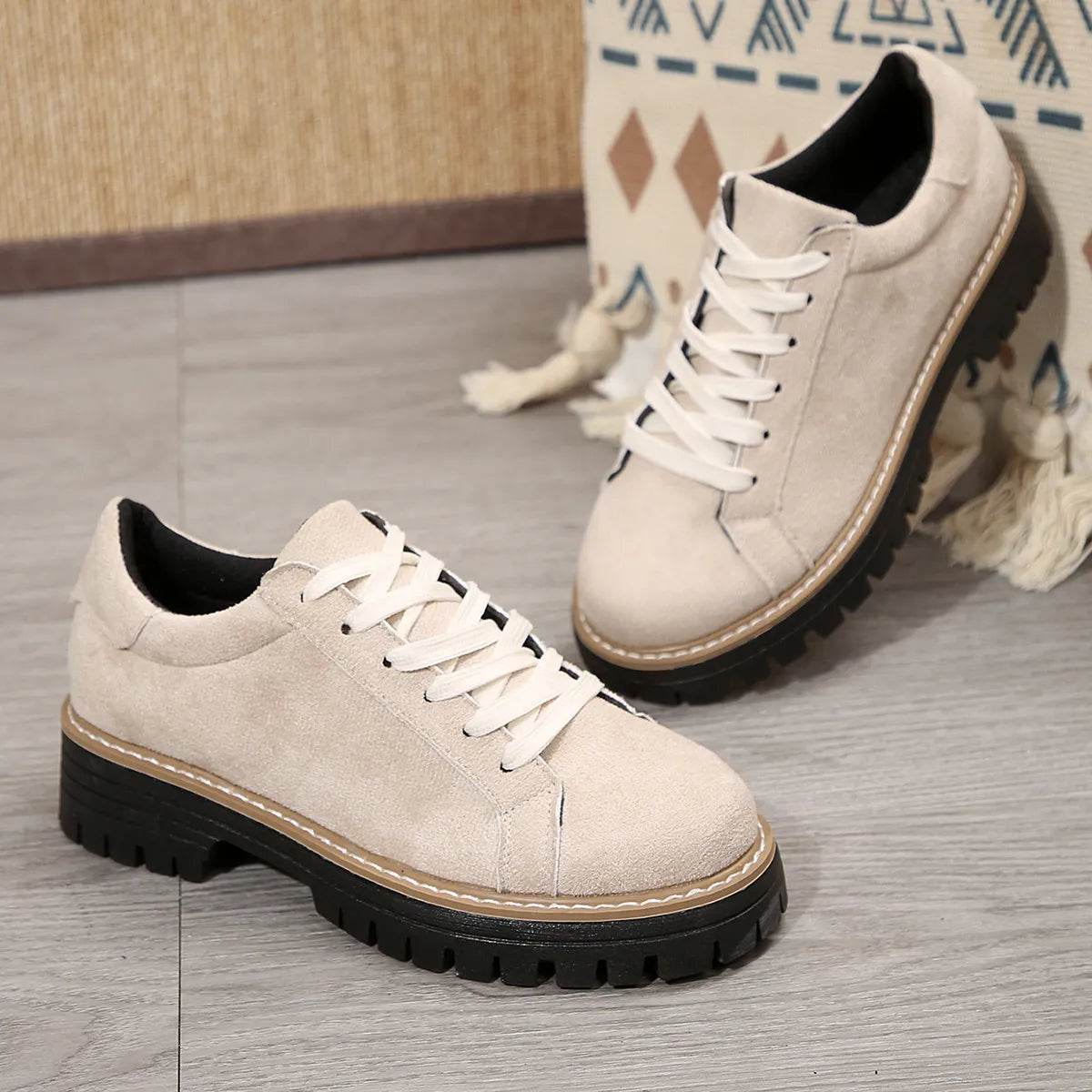 Lace Up Round Toe Platform Sneakers - Tredona LLC