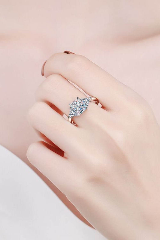 3 Carat Moissanite 925 Sterling Silver Rhodium-Plated Ring - Tredona LLC