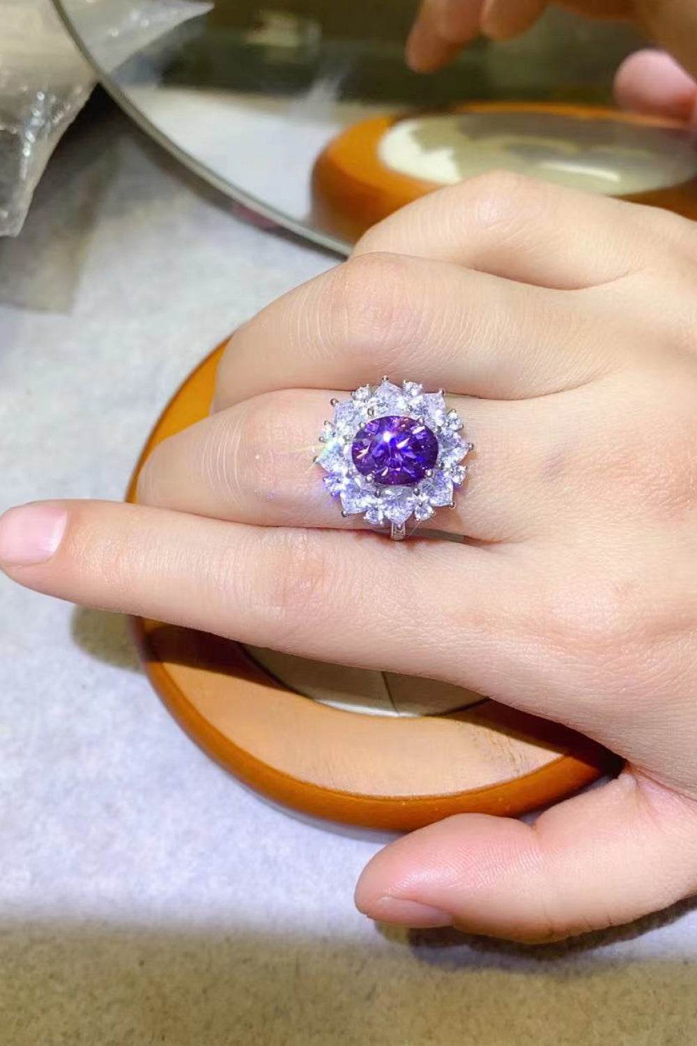 3 Carat Moissanite Platinum-Plated Ring - Tredona LLC