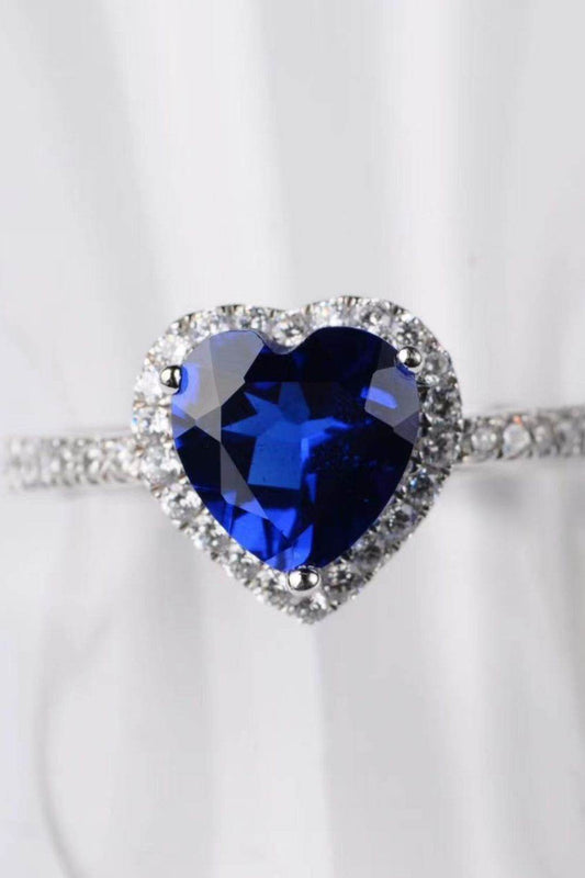 2 Carat Moissanite Heart-Shaped Side Stone Ring - Tredona LLC