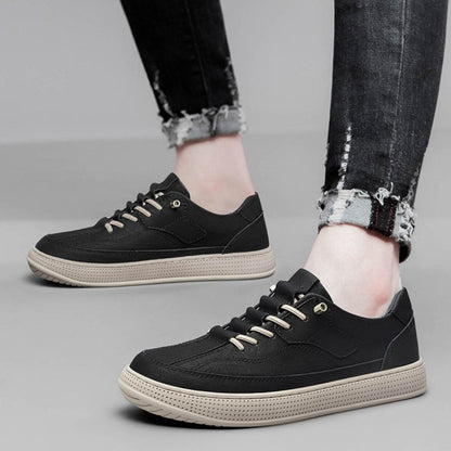 Men's Round Head Cowhide Surface Breathable Casual Skateboard Shoes - Tredona LLC