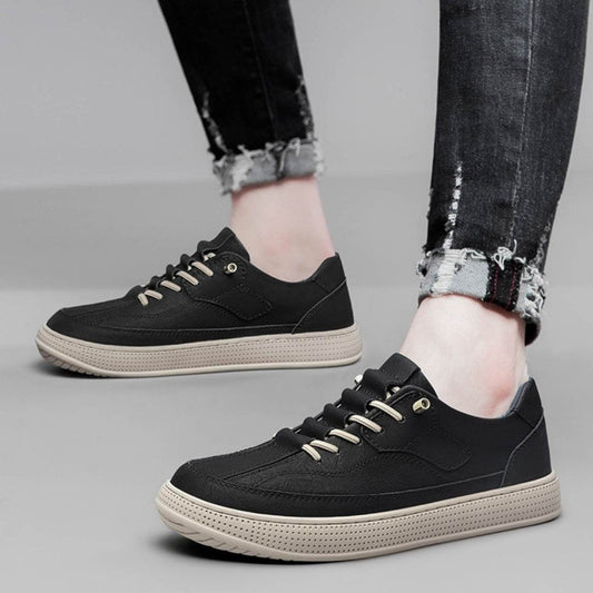 Men's Round Head Cowhide Surface Breathable Casual Skateboard Shoes - Tredona LLC