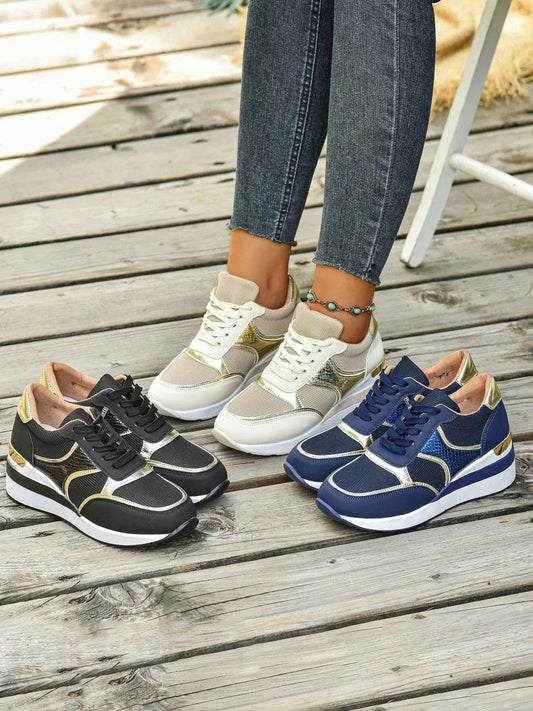Lace Up Wedge Sneakers - Tredona LLC