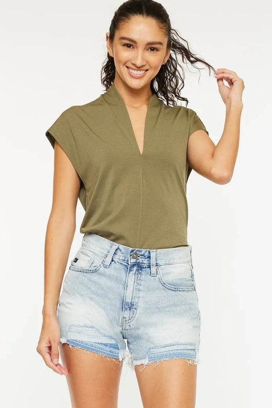 Kancan High Rise Raw Hem Denim Shorts - Tredona LLC