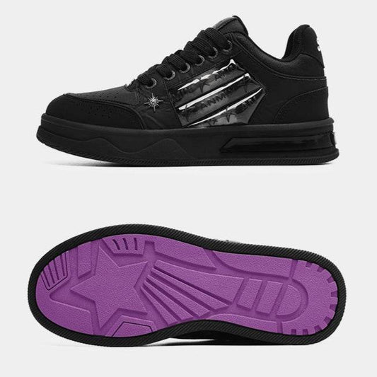 Couple's Black All-match National Fashion Platform Star Pattern Sneakers - Tredona LLC