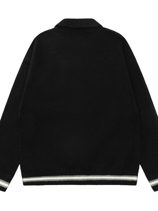 Men's Striped Contrast Long Sleeve Sweater - Tredona LLC