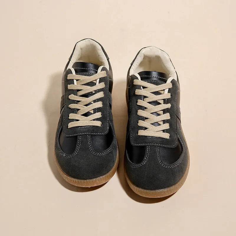 Lace Up Round Toe Flat Sneakers - Tredona LLC