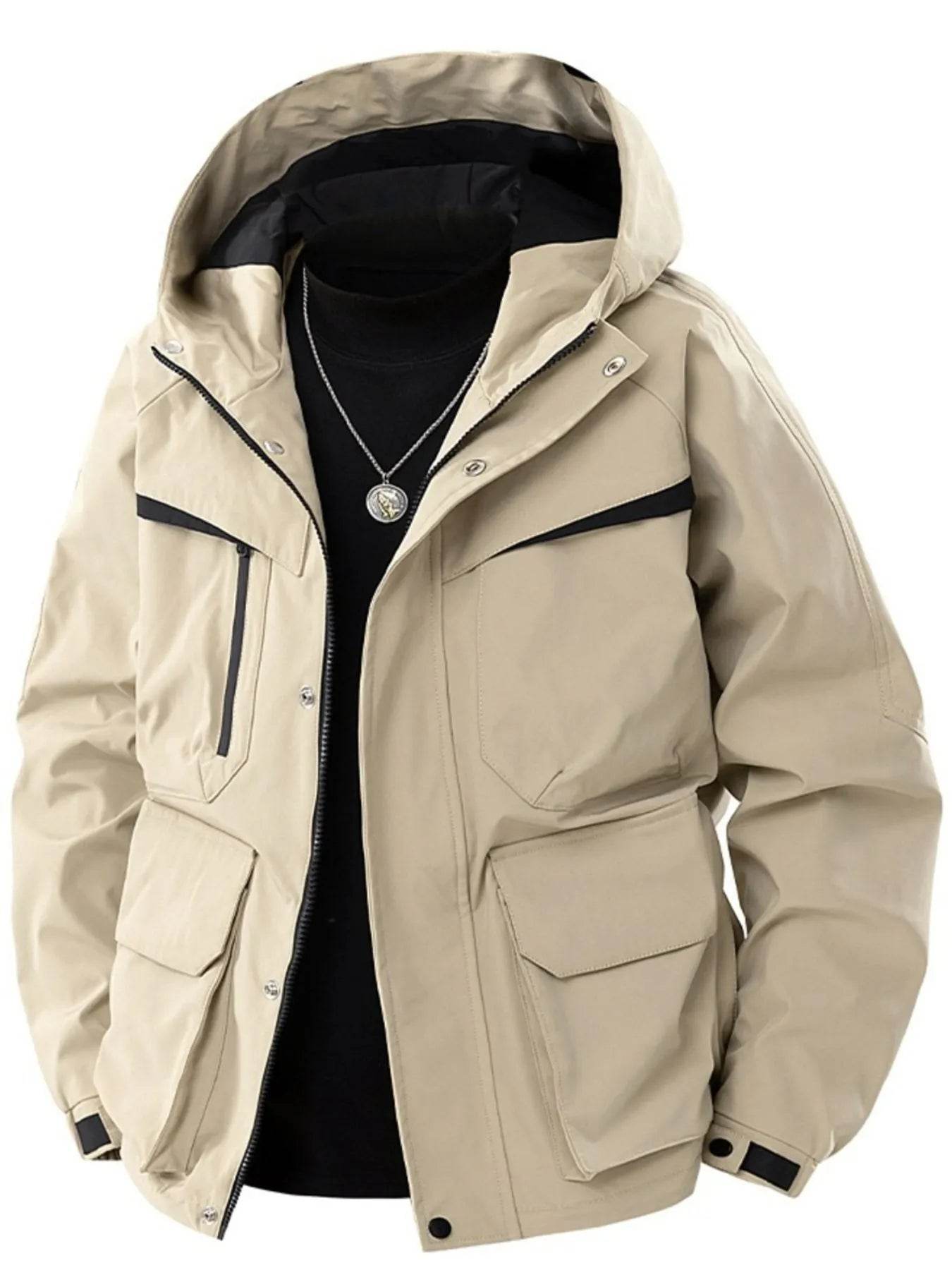 Men's Full Size Zip Up Long Sleeve Hooded Jacket Plus Size - Tredona LLC