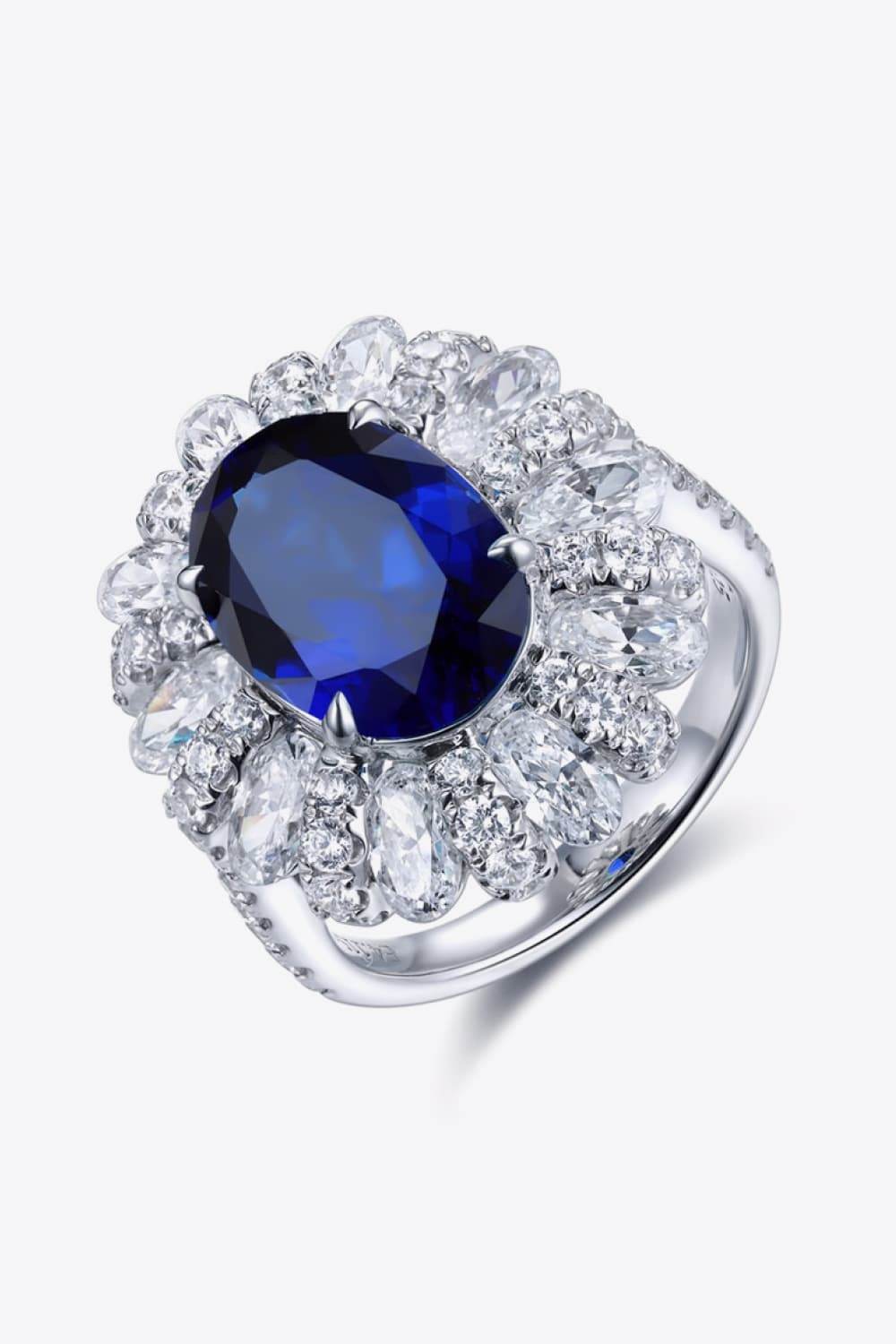 5 Carat Lab-Grown Sapphire Flower Shape Ring - Tredona LLC