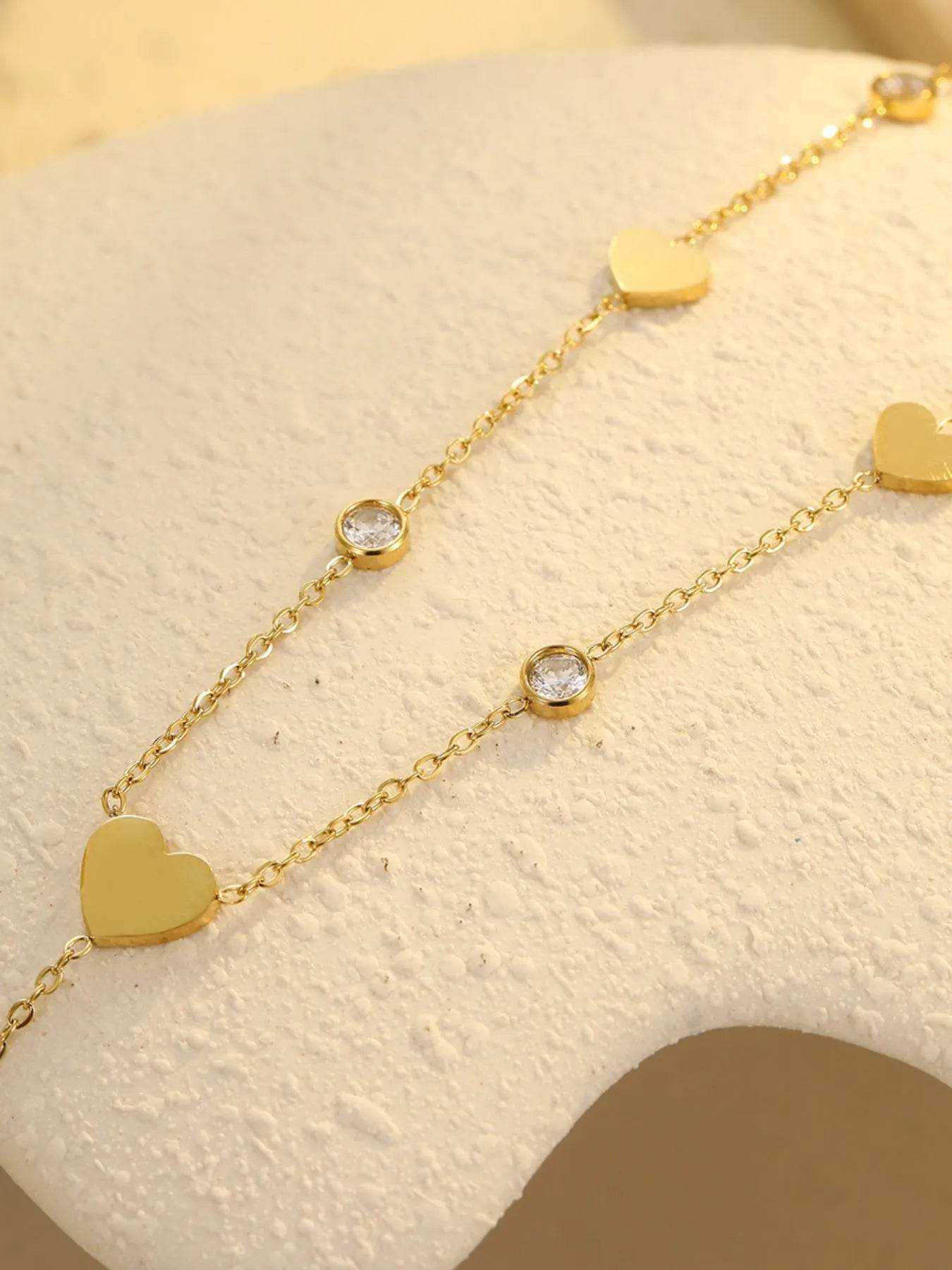 18K Gold-Plated Heart Zircon Necklace - Tredona LLC