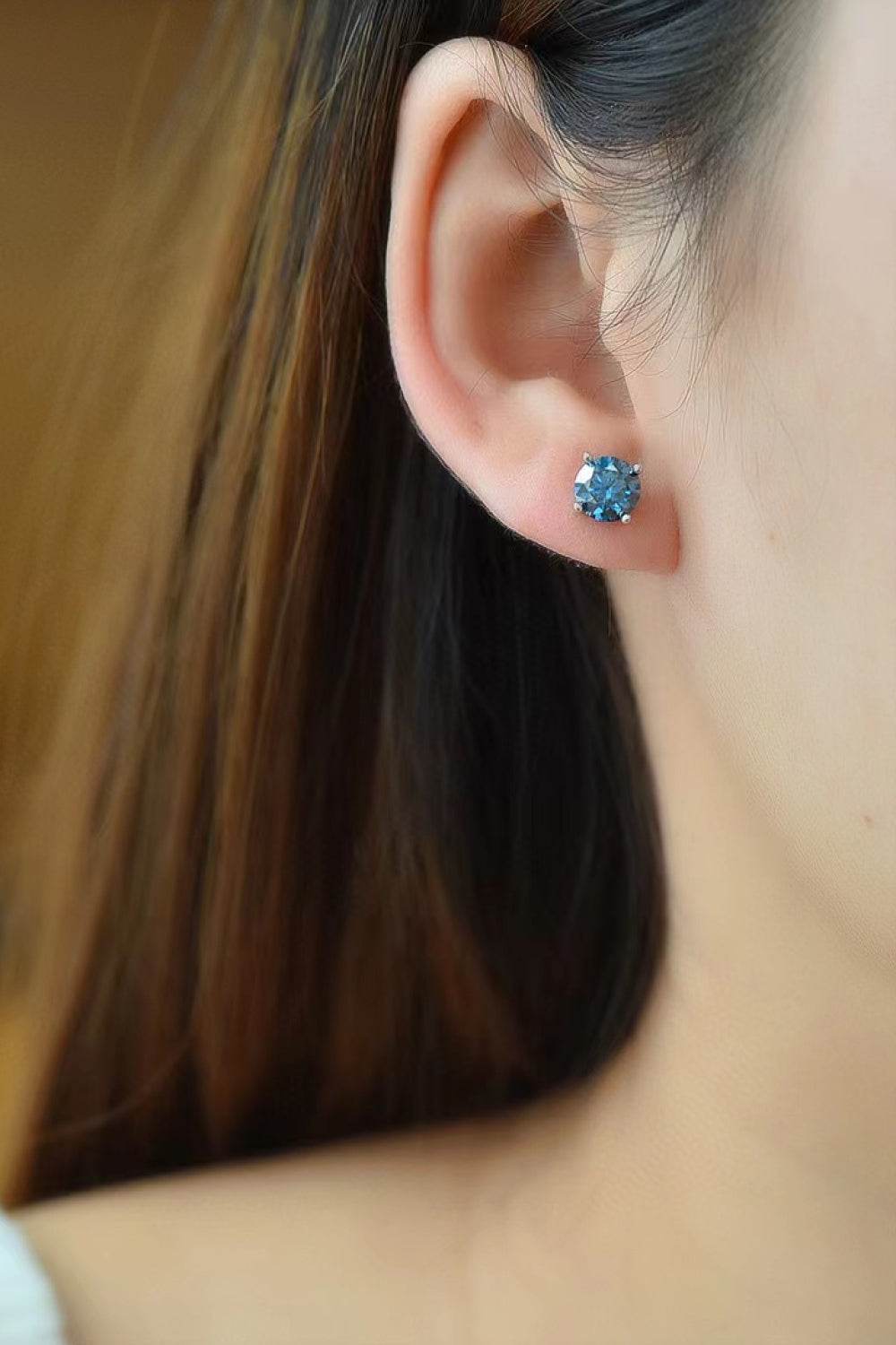2 Carat Moissanite Four-Prong Platinum-Plated Earrings - Tredona LLC